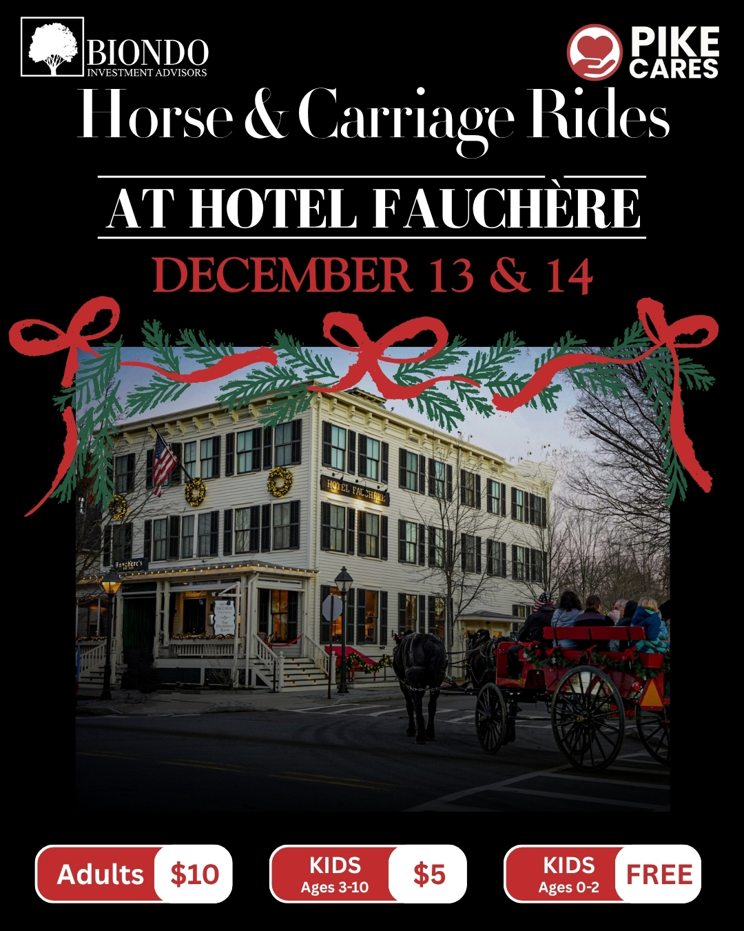 Image of horse and carriage rides in milford advertisement